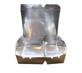 Paper Meal Box 2-division (Brown-Silver)