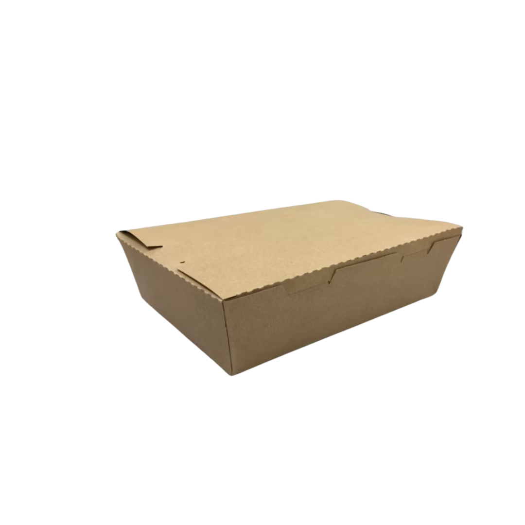 Pre-folding Paper Meal Box Brown 880cc