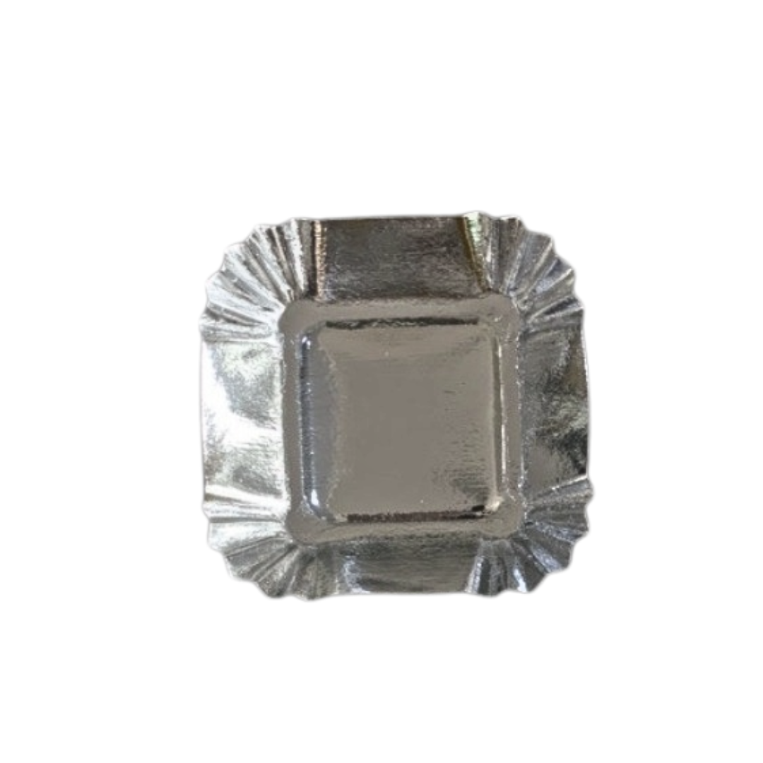 Paper Plate Silver 7 1/2" Square
